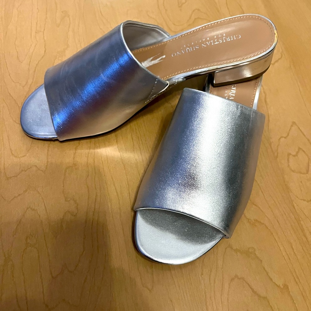 Christian Siriano Metallic silver slides
